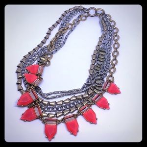 Statement Necklace Multi Strands Edgy Pink Accents